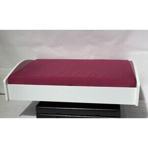 White Wooden Doll Bed with Pink Mattress Fits American Girl 18” Doll Furniture